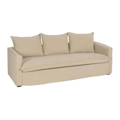 Sofá de 3 plazas de lino y algodón beige Bristol 220x95x90cm^Casa Viva Outlet