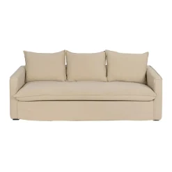 Sofá de 3 plazas de lino y algodón beige Bristol 220x95x90cm^Casa Viva Outlet