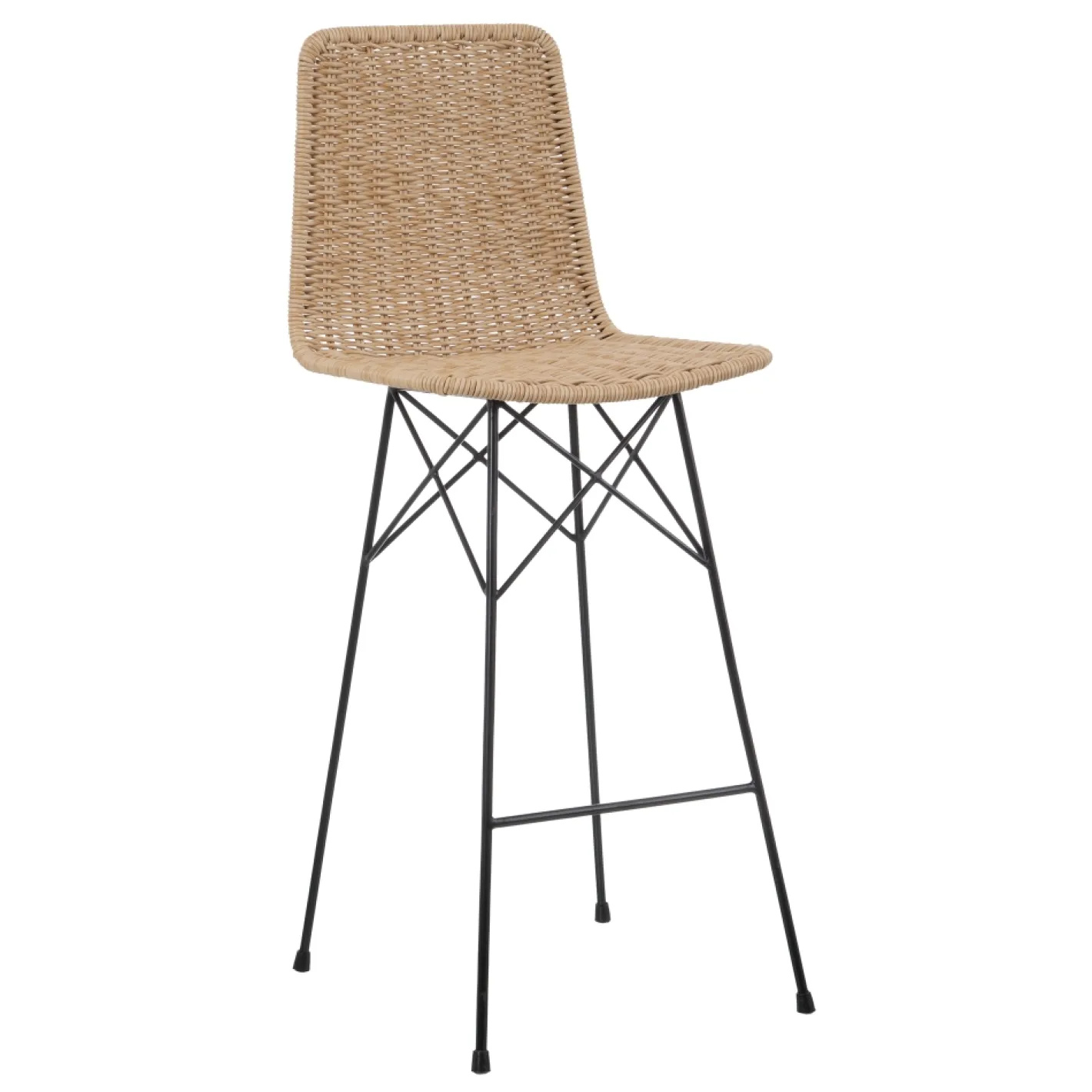 Taburete alto de ratán sintético y metal 45x41x113cm^Casa Viva Hot