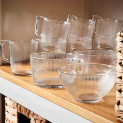Taza jumbo de vidrio transparente Stria 50c^Casa Viva Clearance