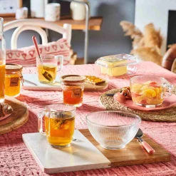 Taza jumbo de vidrio transparente Stria 50c^Casa Viva Clearance