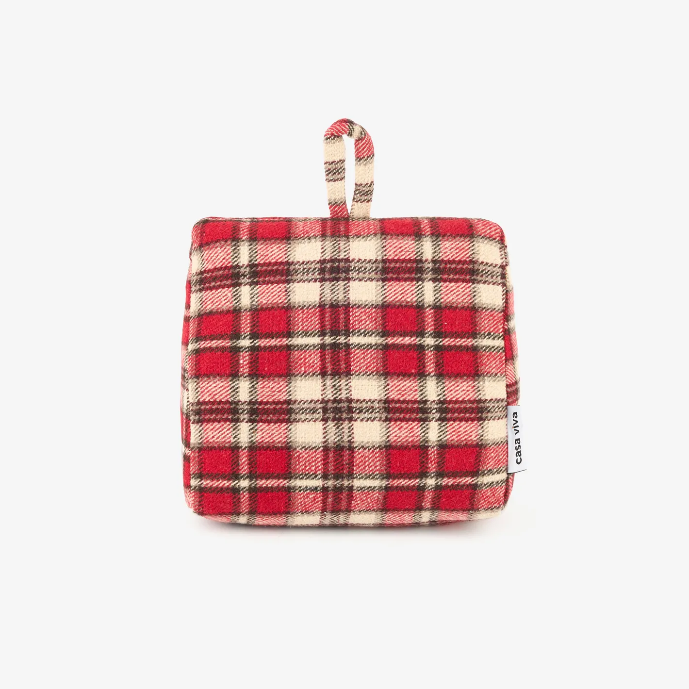 Tope de puerta de algodón cuadros rojos 18x10x17cm^Casa Viva Discount