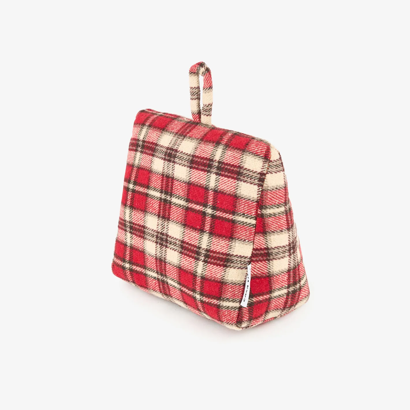 Tope de puerta de algodón cuadros rojos 18x10x17cm^Casa Viva Discount