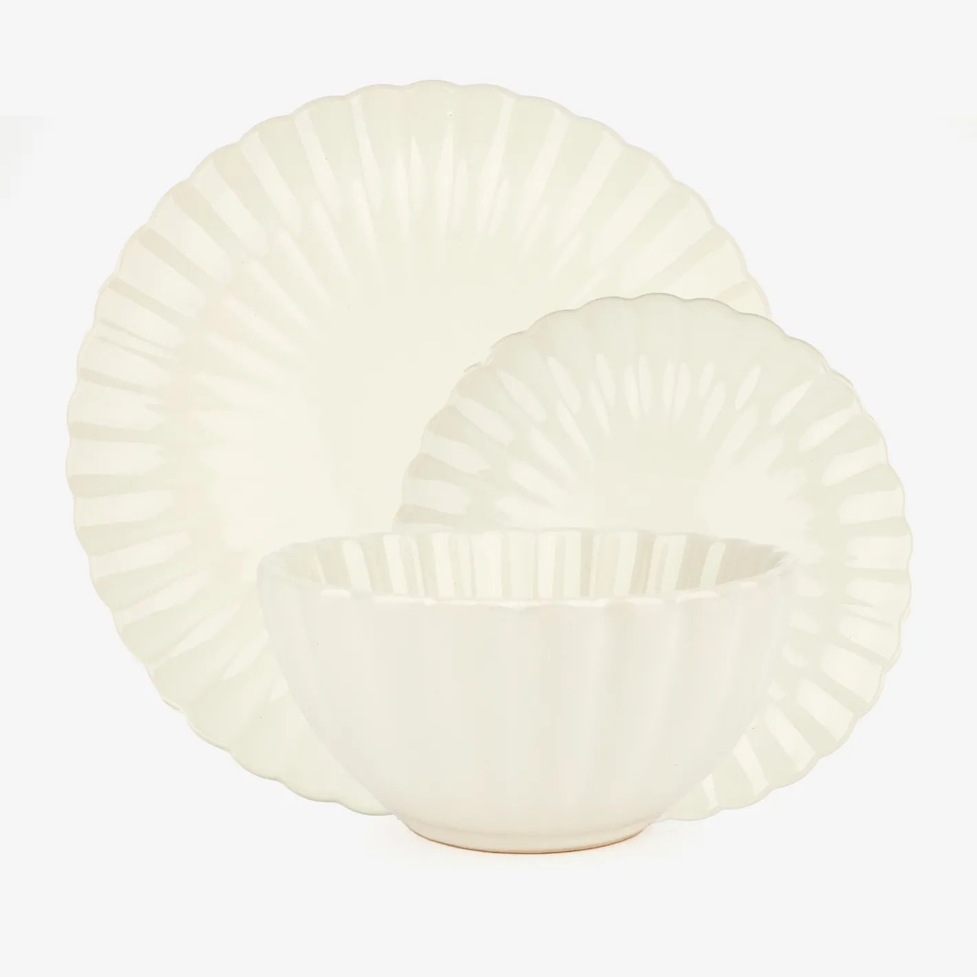 Vajilla de 12 piezas de cerámica marfil Varena^Casa Viva Best