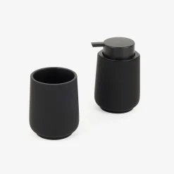 Vaso portacepillos de poliresina negro Carbon Ø8x10cm^Casa Viva