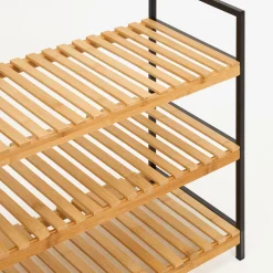 Zapatero de bambú con 3 estantes Kabil 70x33x48cm^Casa Viva New